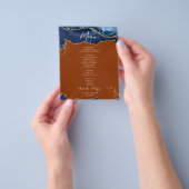 Budget Blau Oranje Agate Trouwmenu Flyer (Hand)