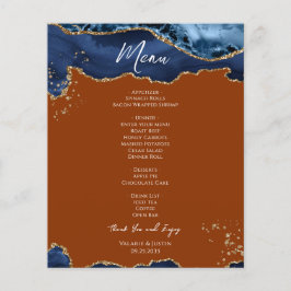 Budget Blau Oranje Agate Trouwmenu Flyer