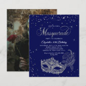 BUDGET Blau Zilver Foto Masquerade Verjaardag (Voorkant / Achterkant)