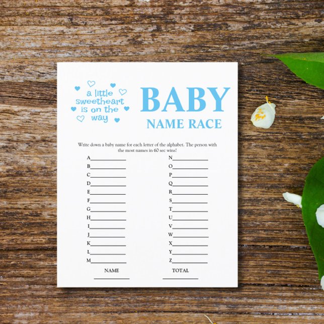 Budget Blauw Baby Naam Race Baby shower spel (Creator heeft geüpload)