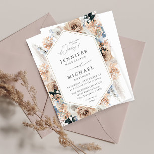 Budget Blauw & Beige Boho Bloemenbruiloft V2 LN