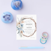 Budget Blauw & Beige Boho Bloemenkrans Flyer (Enkel)