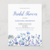 Budget Blauw Bloem Bruidsdouche Uitnodiging Flyer (Voorkant)