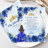 Budget Blauw Bloemen Prinses Quinceañera Dank u