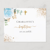 Budget blauw bloemmotief eucalyptus doop RSVP (Achterkant)