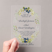 Budget blauw bloemstuk bruiloft uitnodiging (Insitu (Draagbaar))