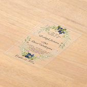 Budget blauw bloemstuk bruiloft uitnodiging (Laagn)