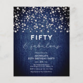 BUDGET Blauw Denim & Parels Fabulous 50ste verjaar Flyer (Voorkant)