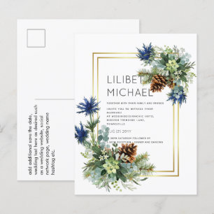 BUDGET Blauw distel Eucalyptus huwelijks wonderlan Briefkaart