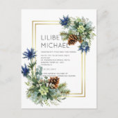 BUDGET Blauw distel Eucalyptus huwelijks wonderlan Briefkaart (Voorkant)