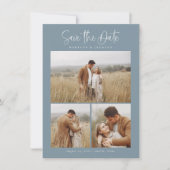 Budget Blauw Eenvoudige Kalligrafie Script Foto Save The Date (Voorkant)