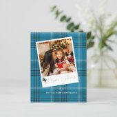 Budget Blauw Geruit Instant Foto Prettige Feestdag (Staand voorkant)