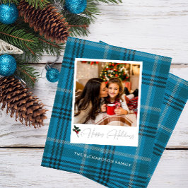 Budget Blauw Geruit Instant Foto Prettige Feestdag