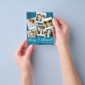 Budget Blauw Geruit Multi Foto Getrouwd & Blij Flyer (Hand)