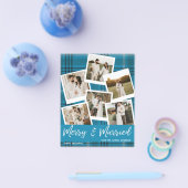 Budget Blauw Geruit Multi Foto Getrouwd & Blij Flyer (Enkel)