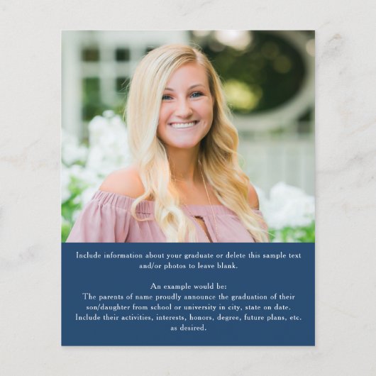 Budget Blauw Goud 5 Afstudeer Uitnodiging (Achterkant)