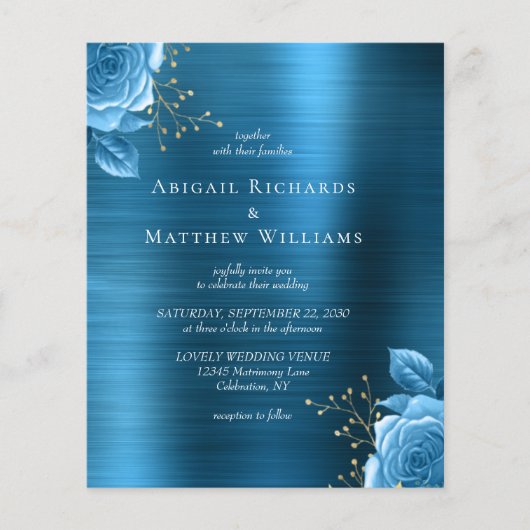 Budget Blauw Goud Bloemen Blauwgroen Geborsteld Me (Voorkant)