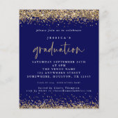 Budget Blauw Goud Glitter 2024 Afstuderen Invite (Voorkant)