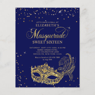 BUDGET Blauw Goud Glitter Masquerade Sweet 16