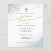 Budget Blauw Goud Kruis Jongen Eerste Heilige Comm (Voorkant)