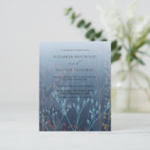 Budget Blauw Gras & Blad Bruiloftsinvitation (Staand voorkant)