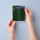 Budget Blauw Groene Agaat Huwelijksmenu Flyer (Hand)