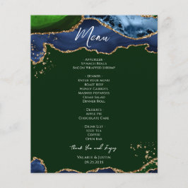 Budget Blauw Groene Agaat Huwelijksmenu Flyer