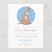 Budget Blauw Kangoeroe Jongen Baby Shower Uitnodig (Voorkant)