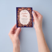 Budget Blauw Koper Wildbloem Bruiloft Uitnodiging Flyer (Hand)