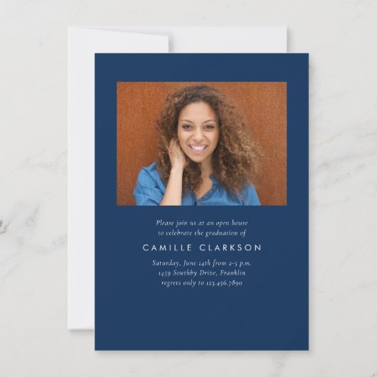 Budget Blauw Modern Vertical Two Photo Afstuderen Kaart (Achterkant)