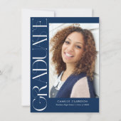 Budget Blauw Modern Vertical Two Photo Afstuderen Kaart (Voorkant)