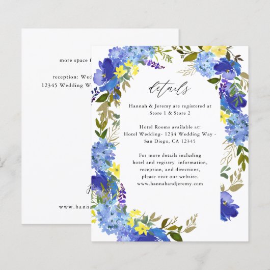 Budget Blauw Paars en Geel Floral - Gegevens (Voorkant / Achterkant)