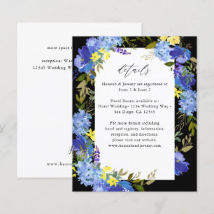 Budget Blauw Paars & Geel Bloemendetails - Zwart