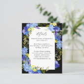 Budget Blauw Paars & Geel Bloemendetails - Zwart (Staand voorkant)