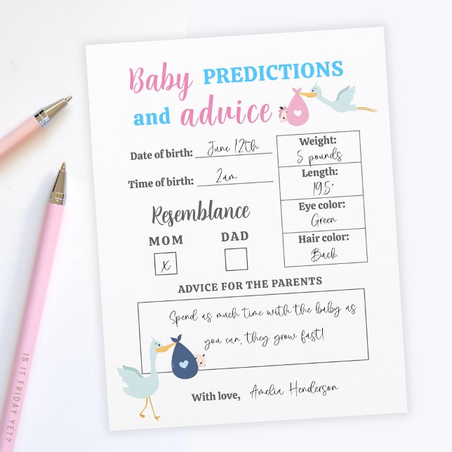 Budget Blauw Roze Baby Voorspellingen Advies Quiz  (Budget Blue Pink Baby Predictions Advice Quiz Game
)