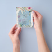 BUDGET Blauw Roze Bloemig Pampas Gras Bruiloft Flyer (Hand)