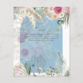 BUDGET Blauw Roze Bloemig Pampas Gras Bruiloft Flyer (Achterkant)