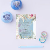 BUDGET Blauw Roze Bloemig Pampasgras Bruiloft Flyer (Enkel)