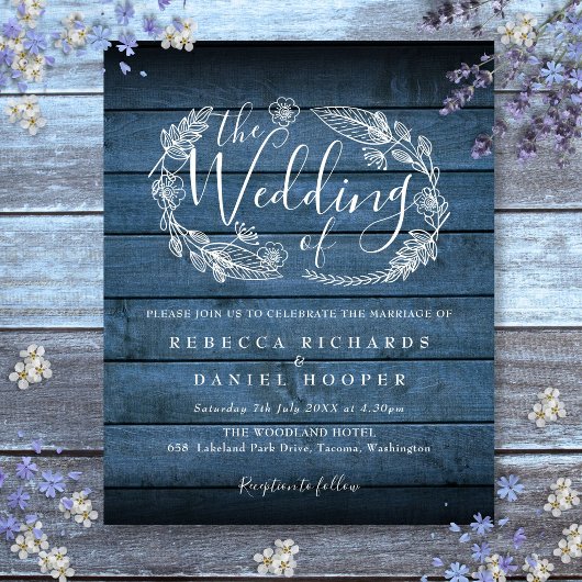 Budget Blauw Rustieke Houten Bloemen Bruiloftsinva
