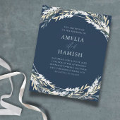 Budget Blauw Winter Waterverf Foliage Bruiloft