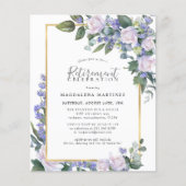 Budget Blauw Wit Bloemen Uitnodiging (Voorkant)