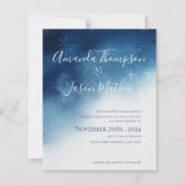 Budget blauw wit grillige sneeuwvlok bruiloft (Voorkant)