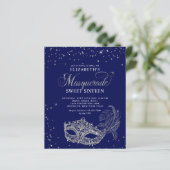 BUDGET Blauw Zilver Glitter Masquerade Sweet 16 (Staand voorkant)