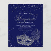 BUDGET Blauw Zilver Glitter Masquerade Sweet 16 (Voorkant)