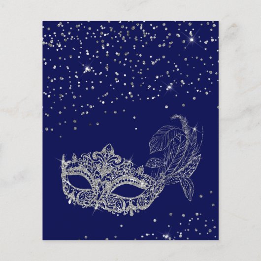 BUDGET Blauw Zilver Glitter Masquerade Verjaardag (Achterkant)