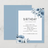 Budget Blauwe Bloemen Afternoon Tea 80e Verjaardag (Voorkant / Achterkant)