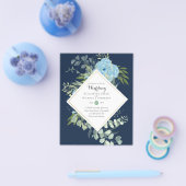 BUDGET Blauwe Bloemen Bruiloft Uitnodigingen Eucal Flyer (Enkel)