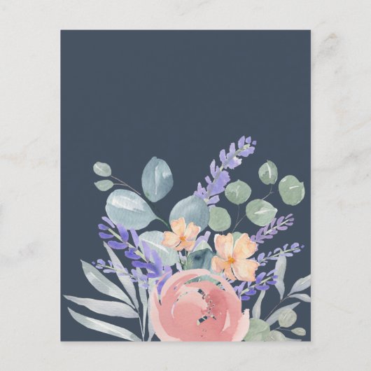 Budget Blauwe Bloemen & Eucalyptus Waterverf Huwel (Achterkant)