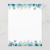 BUDGET blauwe bloemen groene trouwuitnodiging (Achterkant)