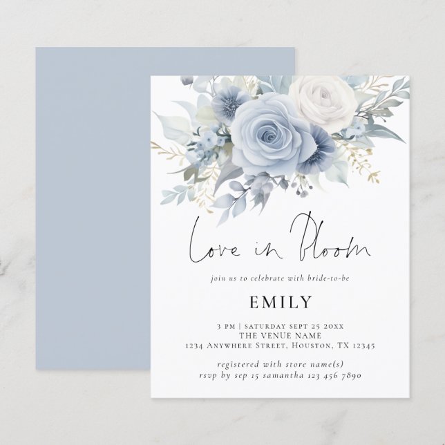 Budget Blauwe Bloemen Liefde in Bloom Vrijgezellen (Voorkant / Achterkant)